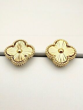Gold Clover Stud Earrings 925 Sterling Silver 14k Gold Color